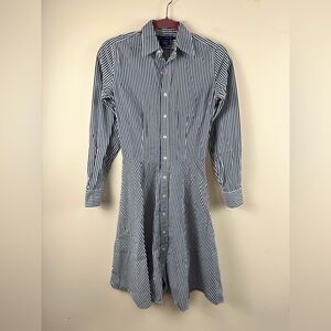 Ralph Lauren Black and White Striped Long Sleeve Dress